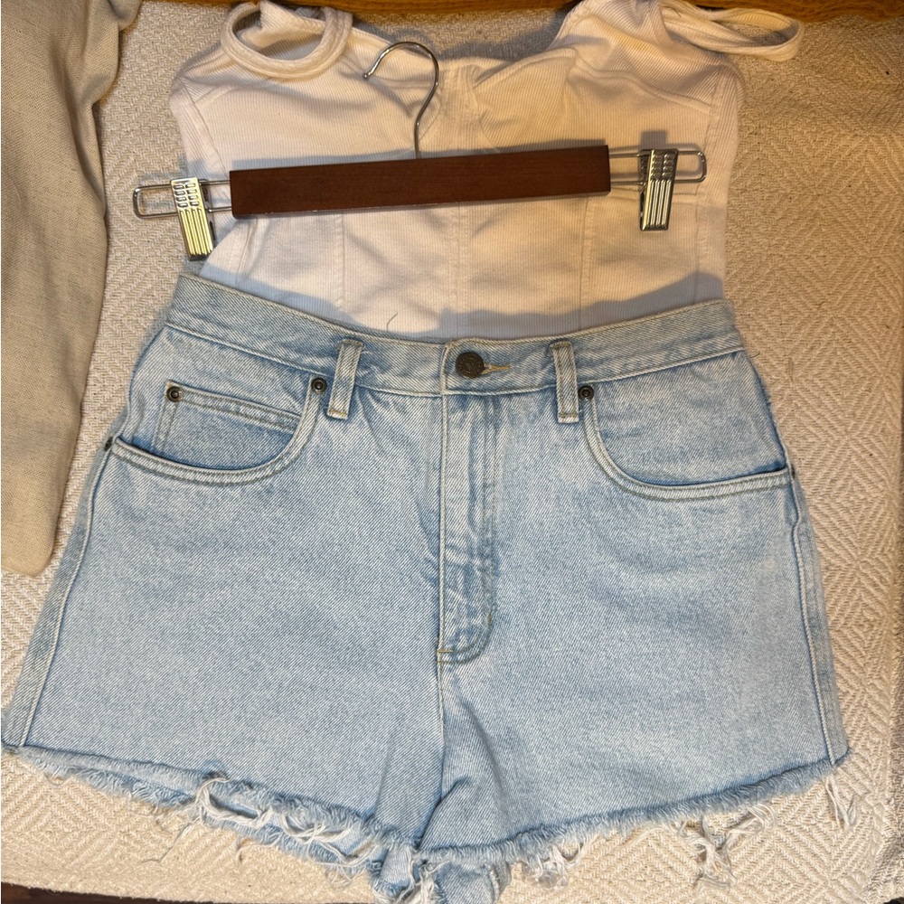 Vintage Y2K Liz Light Blue Denim High-rise Women's Shorts
